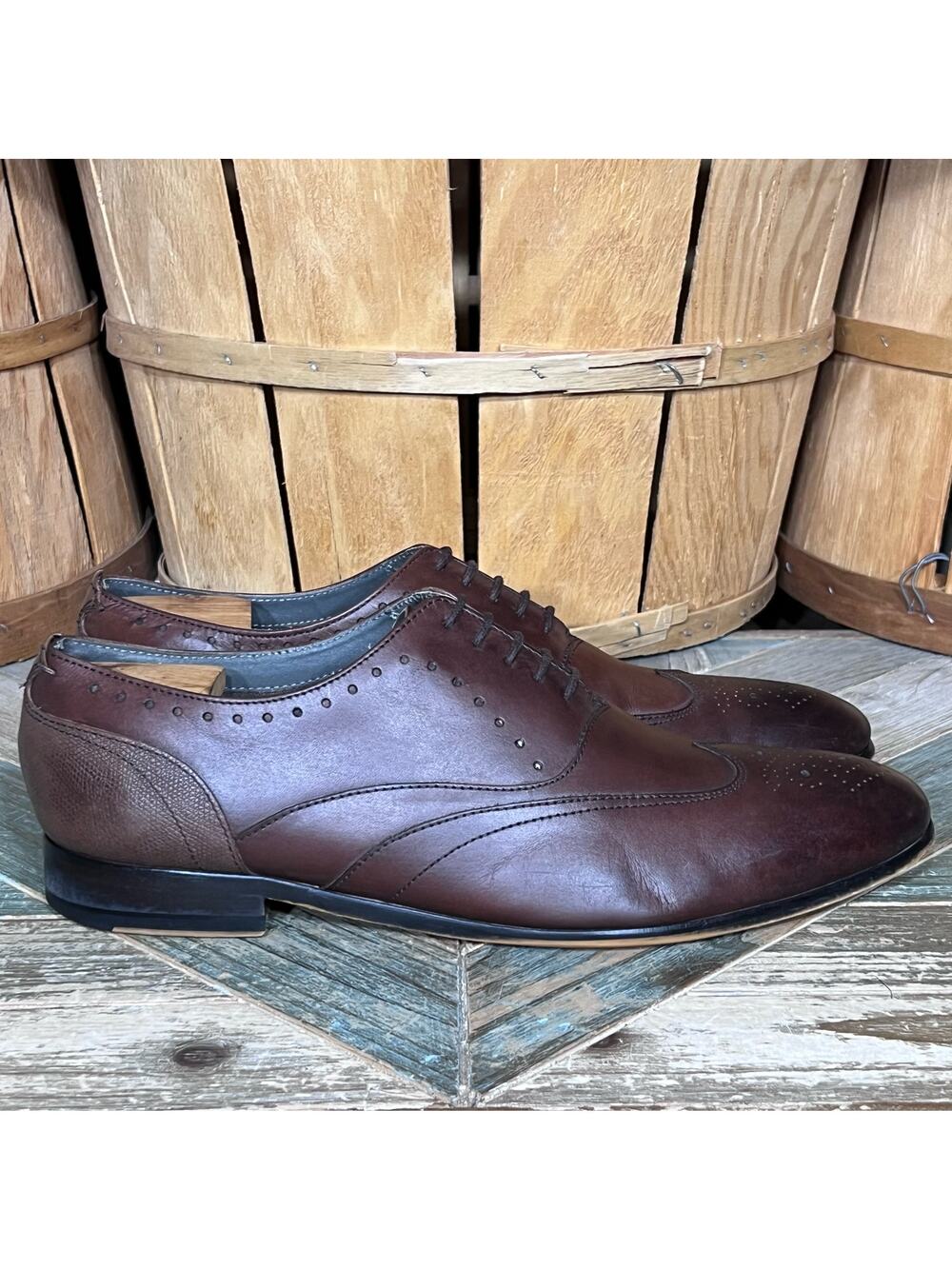 Ted Baker Yarrd 2 Wingtips Brown Leather Derby Oxfords Shoes Mens Size 11